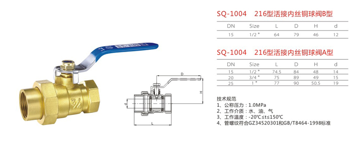 SQ-1004　216型活接內絲銅球閥